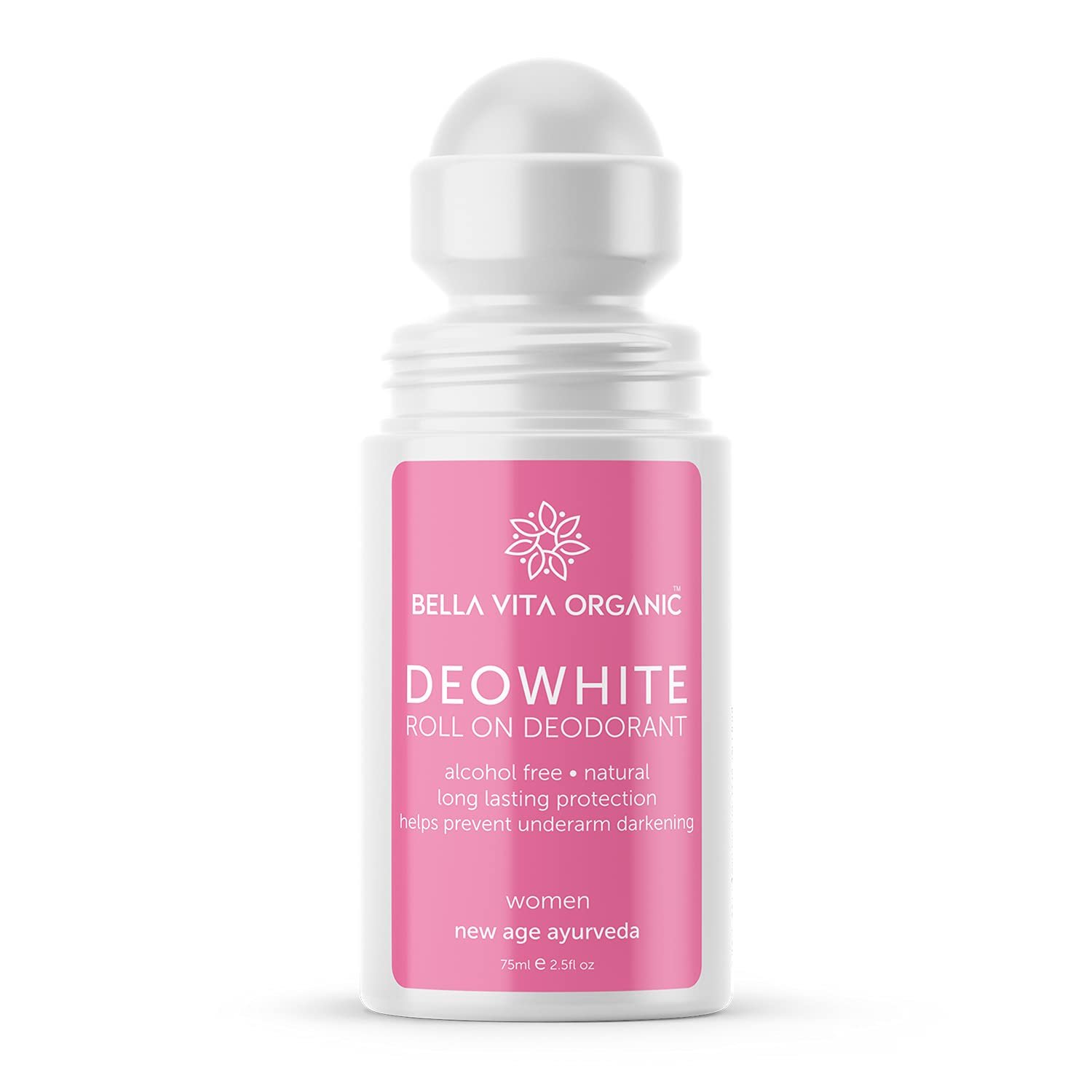 Bella Vita Organic Deo White Deodorant For Women 75 ml Roll On Natural Under Arm Skin Whitening & Lightening For Girls, Ladies, Aluminium Free